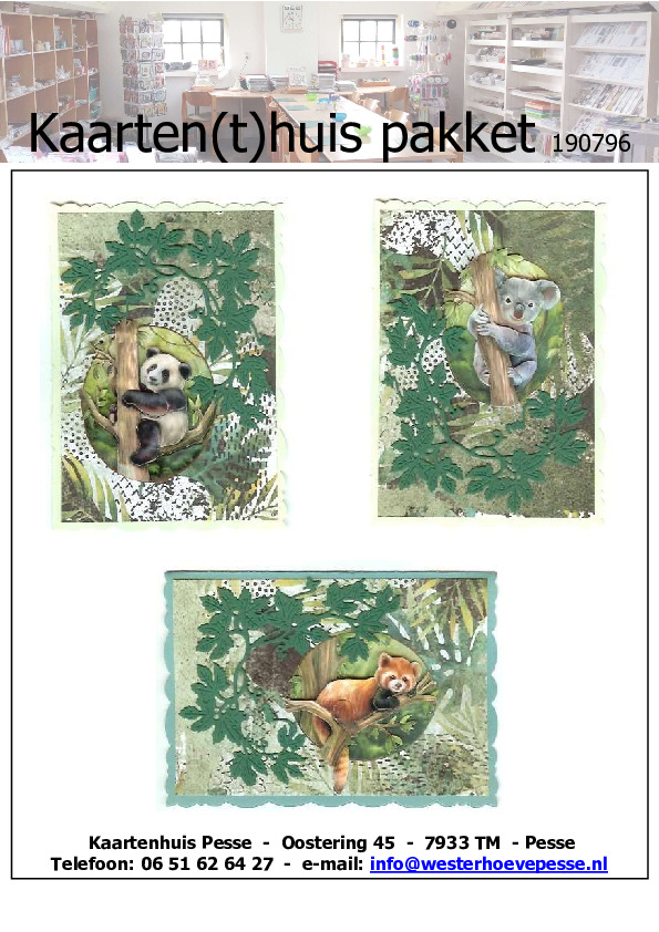 3 beren-leuke kaarten
- pakket nr:  190796
- papier voorgesneden 
- plaatjes zelf knippen
- prijs:   &euro; 5,25