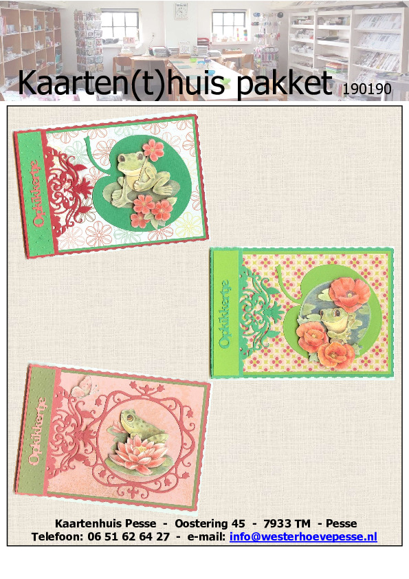 3 Opkikkertjes
- pakket nr: 190190
- papier voorgesneden
- plaatjes zelf knippen
- prijs: € 5,50 3 Opkikkertjes
- pakket nr: 190190
- papier voorgesneden
- plaatjes zelf knippen
- prijs: € 5,50